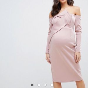 Asos Maternity Long Sleeve Bandeau Origami Dress
